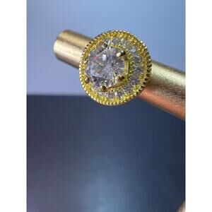 Gold over sterling CZ halo stud earrings